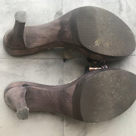 Just Cavalli black wood platform mules / sandals - Picture 4 of 6